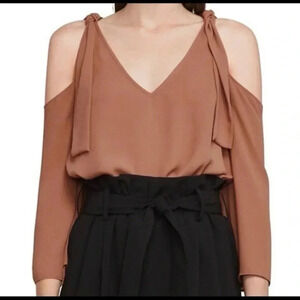 BCBGMAXAZRIA | Dusty Rose Cold Open Shoulder Blouse Women’s Size S Small